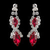 Silver Red Marquise Rhinestone Drop Bridal Wedding Earrings 8361