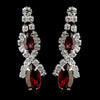 Silver Ruby Marquise Rhinestone Drop Bridal Wedding Earrings 8361