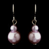 Silver Light Amethyst Glass Pearl Drop Bridal Wedding Earrings 8601