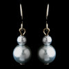Silver Light Blue Glass Pearl Drop Bridal Wedding Earrings 8601
