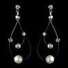 Silver White Pearl Illusion Dangle Bridal Wedding Earrings 8607