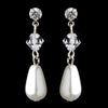 Silver White Czech Pearl, Swarovski Crystal and Rhinestone Drop Bridal Wedding Earrings 8650