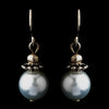 Silver Light Blue Glass Pearl & Bali Bead Drop Bridal Wedding Earrings 8662
