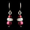 Silver Burgundy Czech Pearl & Clear Rhinestone Rondelle Drop Bridal Wedding Earrings 8805