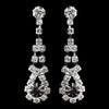 Silver Amethyst & Clear Rhinestone Dangle Bridal Wedding Earrings 9381