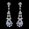 Silver Aqua & Clear Rhinestone Dangle Bridal Wedding Earrings 9381