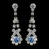 Silver Light Blue & Clear Rhinestone Dangle Bridal Wedding Earrings 9381