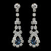 Silver Navy & Clear Rhinestone Dangle Bridal Wedding Earrings 9381