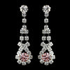 Silver Pink & Clear Rhinestone Dangle Bridal Wedding Earrings 9381