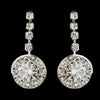 Silver Clear Round Rhinestone Drop Bridal Wedding Earrings 9800
