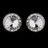 Silver Clear Round Rhinestone Rondelle Stud Pierced Bridal Wedding Earrings 9932