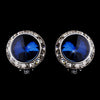 Silver Navy Round Rhinestone Rondelle Stud Bridal Wedding Earrings 9932