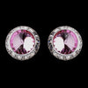Silver Pink Round Rhinestone Rondelle Stud Bridal Wedding Earrings 9932