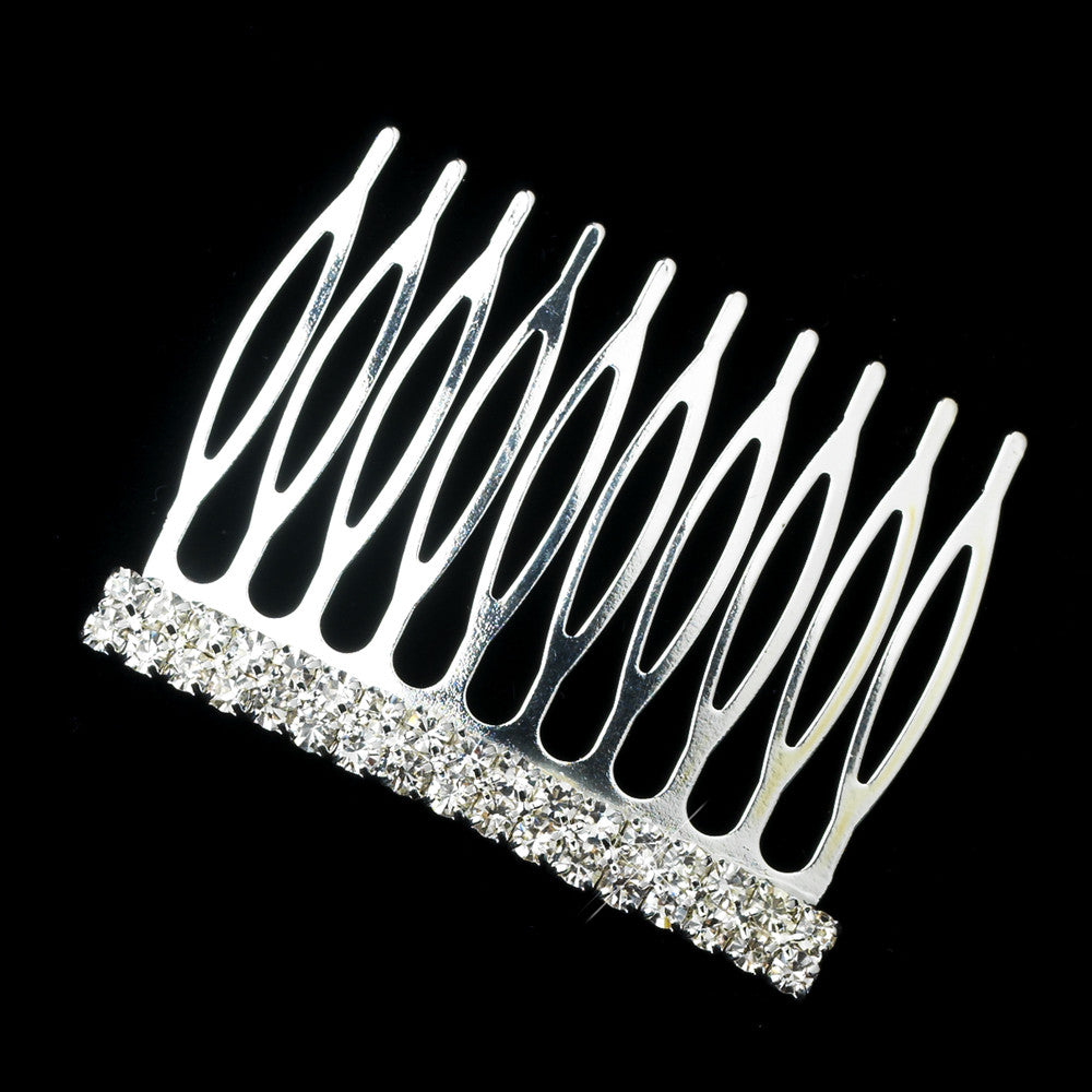2 Row Silver Clear Rhinestone Plastic Bridal Wedding Hair Comb 0316