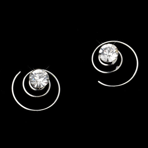 Silver Clear Rhinestone Bridal Wedding Hair Twist In 0803