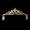 Gold Clear Navette & Round Rhinestone Bridal Wedding Tiara Headpiece 1918