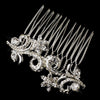 Silver Clear Rhinestone Swirl Floral Bridal Wedding Hair Comb 2210