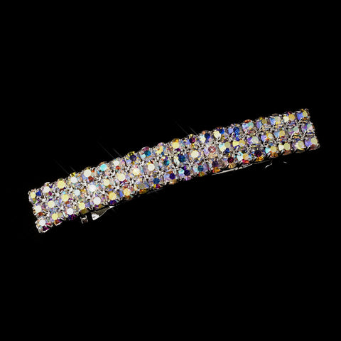 3 Row Silver AB Rhinestone Bridal Wedding Hair Barrette 4045