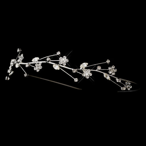 Silver Clear Rhinestone Floral Bridal Wedding Headband 7810