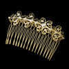 Gold Clear Rhinestone Filigree Swirl Bridal Wedding Hair Comb 9515
