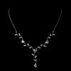 Silver AB CZ Vine Teardrop Bridal Wedding Necklace 0116