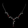 Silver Ruby & Clear Teardrop Bridal Wedding Necklace 0116