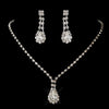 Silver Clear Teardrop & Round Rhinestone Bridal Wedding Jewelry Set 0201