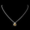 Silver Topaz & Clear Round Rhinestone Bridal Wedding Necklace 0511