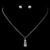 Silver Clear Round Rhinestone Bridal Wedding Necklace 0532 & Bridal Wedding Earrings 2052 Bridal Wedding Jewelry Set