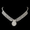 Silver Clear Teardrop Bridal Wedding Necklace 1002