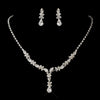 Silver Clear Multi-Cut Rhinestone Bridal Wedding Necklace 1007 & Bridal Wedding Earrings 3995 Bridal Wedding Jewelry Set