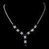 Silver Navy & Clear Marquise Bridal Wedding Necklace 1007