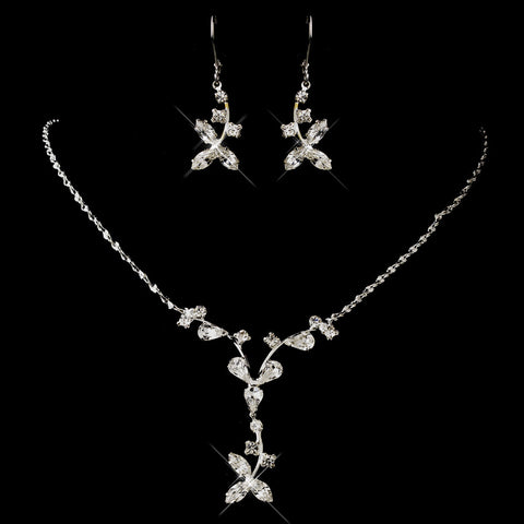 Silver Clear Multi-Cut Rhinestone Bridal Wedding Jewelry Set 1520