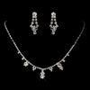 Silver Clear Round Drop Rhinestone Bridal Wedding Necklace 2876 & Bridal Wedding Earrings 0930 Bridal Wedding Jewelry Set