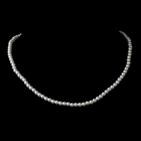 Silver White Pearl Bridal Wedding Necklace 3141 & Bridal Wedding Earrings 3162 Bridal Wedding Jewelry Set