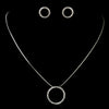 Antique Silver Rhodium Clear CZ Crystal Circle Bridal Wedding Jewelry Set 3688