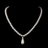 Silver White Glass Pearl & Rhinestone Rondelle Bridal Wedding Necklace 4691