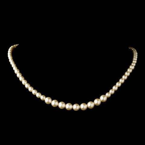 Gold Ivory Pearl Bridal Wedding Necklace 6031