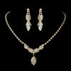 Gold Clear Round & Marquise Rhinestone Bridal Wedding Necklace 6361 & Bridal Wedding Earrings 8361 Bridal Wedding Jewelry Set
