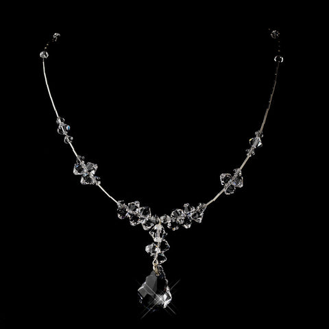 Silver Clear Swarovski Crystal Bead Bridal Wedding Necklace 6710