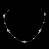 Silver Light Blue Pearl Illusion Bridal Wedding Necklace 8601