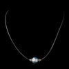 Silver Light Blue Czech Glass Pearl & Bali Bead Illusion Bridal Wedding Necklace 8662