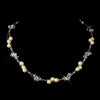 Silver Ivory Czech Glass Pearl & Swarovski Crystal Bead Multiweave Illusion Bridal Wedding Necklace 8672