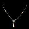 Silver Ivory Glass Pearl & Clear Rhinestone Drop Bridal Wedding Necklace 8827