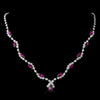 Silver Fuchsia Marquise & Clear Round Bridal Wedding Necklace 9341