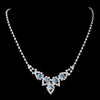 Silver Aqua Round Rhinestone Bridal Wedding Necklace 9381