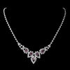 Silver Light Amethyst & Clear Round Rhinestone Bridal Wedding Necklace 9381