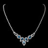 Silver Teal Round Rhinestone Bridal Wedding Necklace 9381