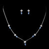 Silver Light Blue and Clear Navette Rhinestone Bridal Wedding Jewelry Set 7017