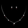 Silver Ruby and Clear Navette Rhinestone Bridal Wedding Jewelry Set 7017